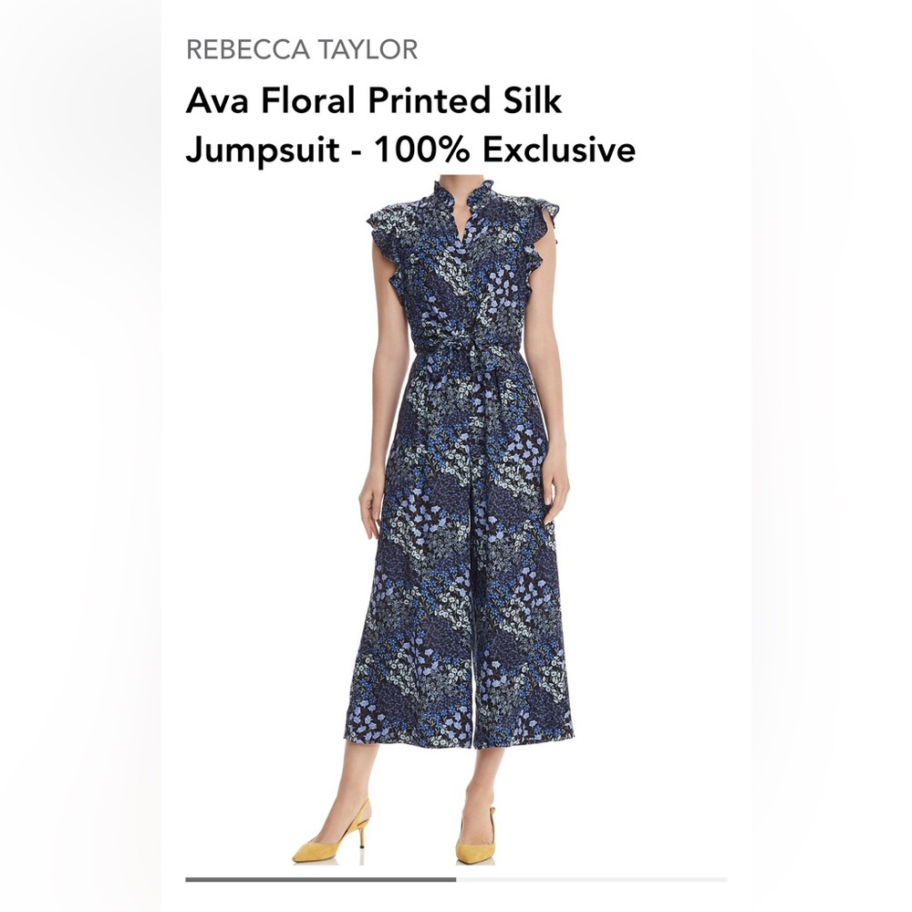Rebecca Taylor, size 6, 100% silk  Blue Floral Jumpsuit